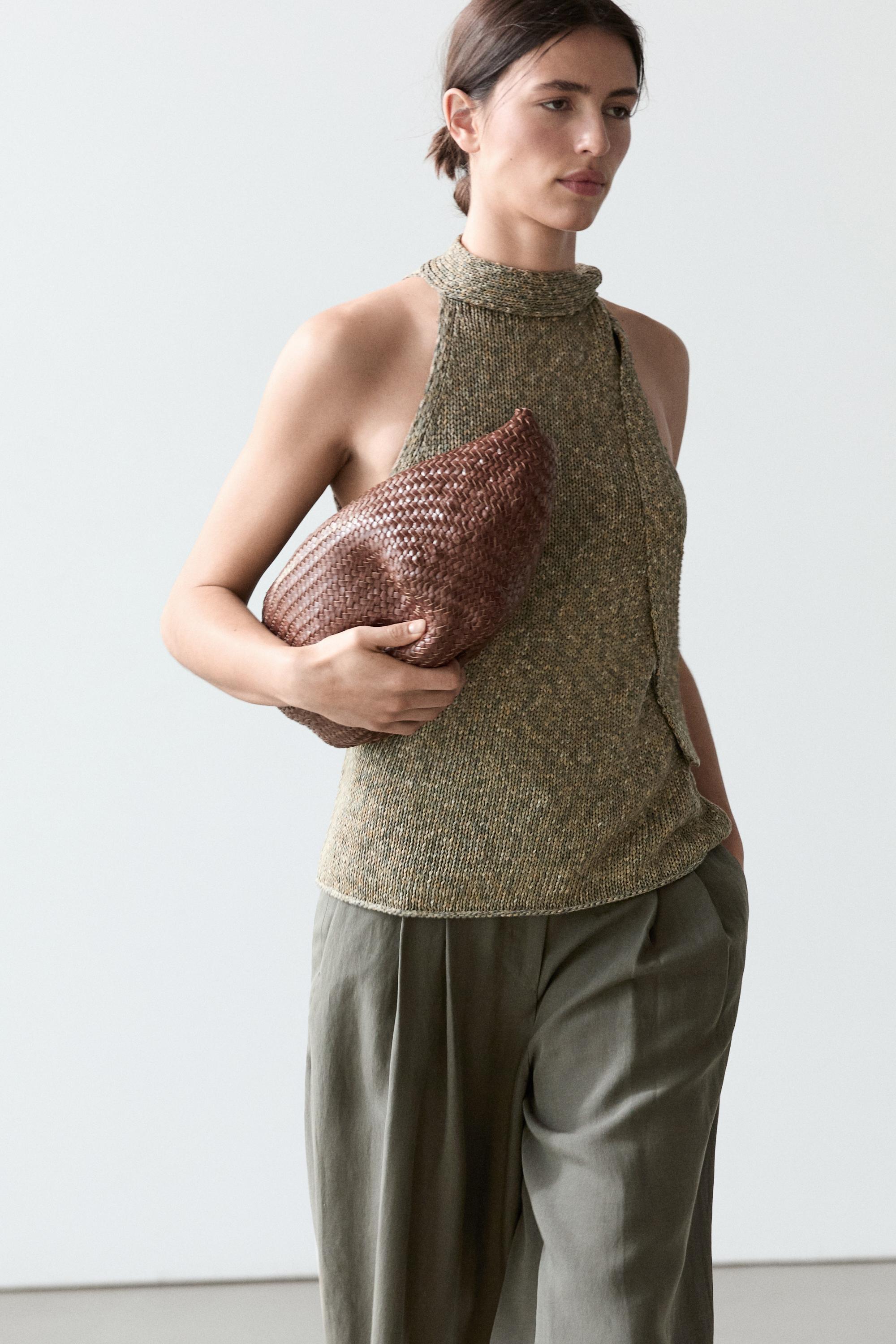 100% cotton halter top with tie detail